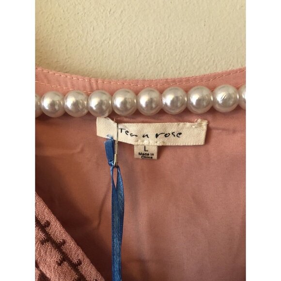 NWT Tea & Rose Size Large Midi Maxi Dress Embroidered Boho Dusty Rose - Picture 5 of 6